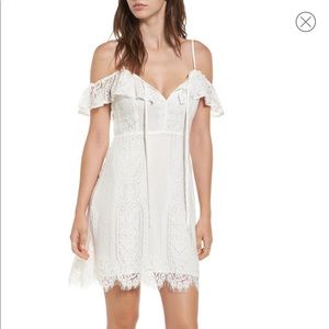 Lush White Lace Cold Shoulder Dress